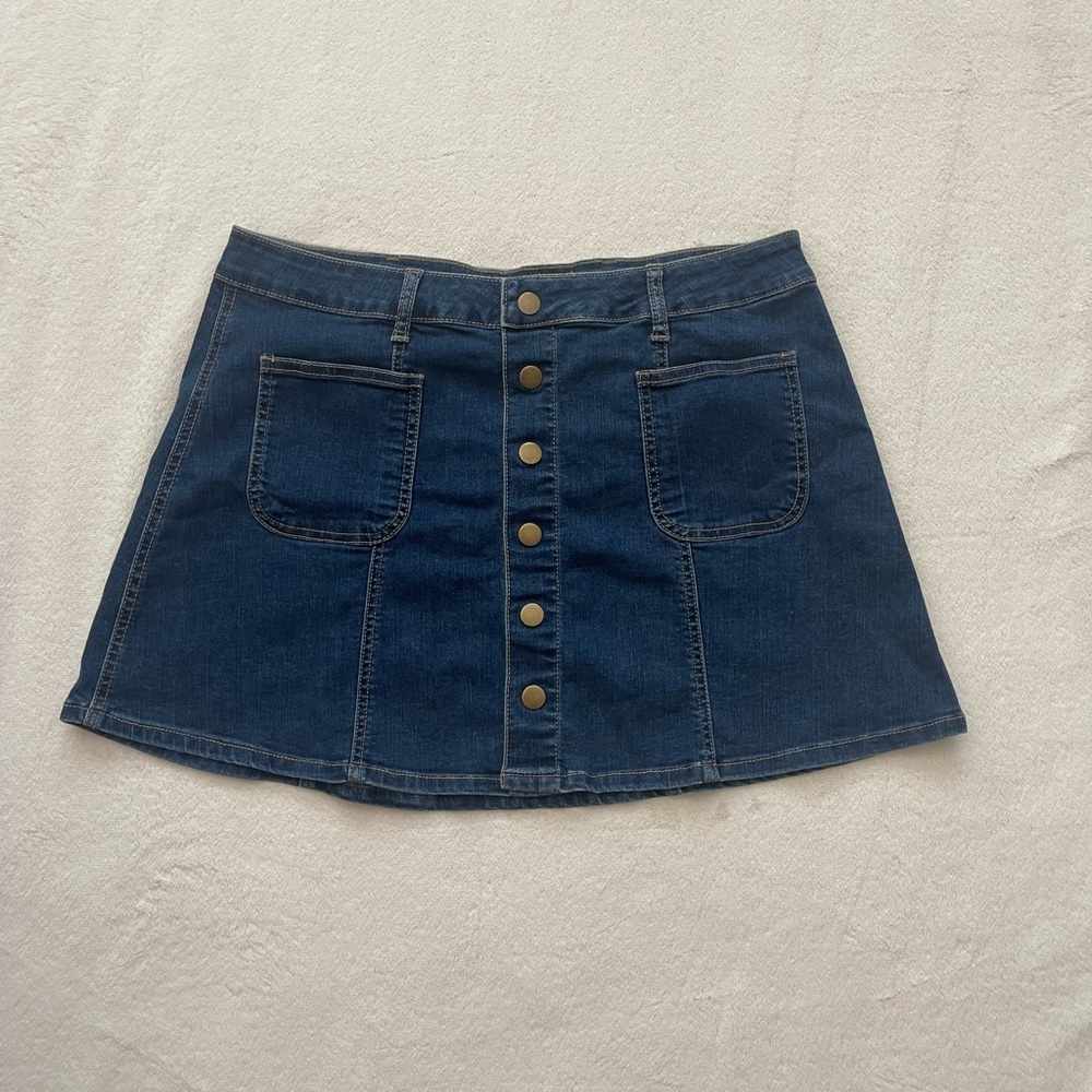Altar’d State | button down denim skirt | L